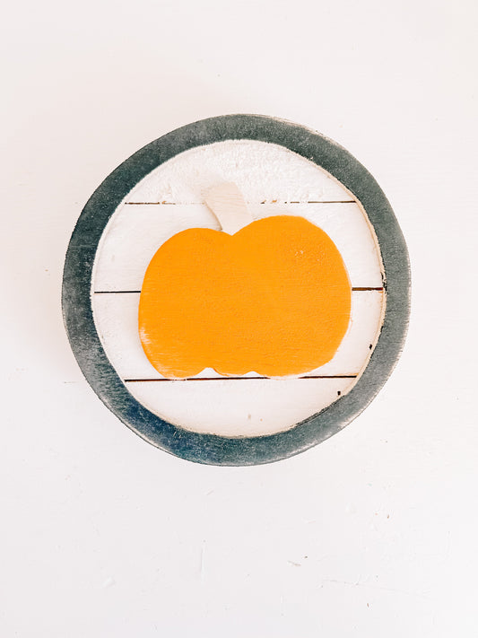Wood Slat Circle + Pumpkin + FRAME • Ready to ship!